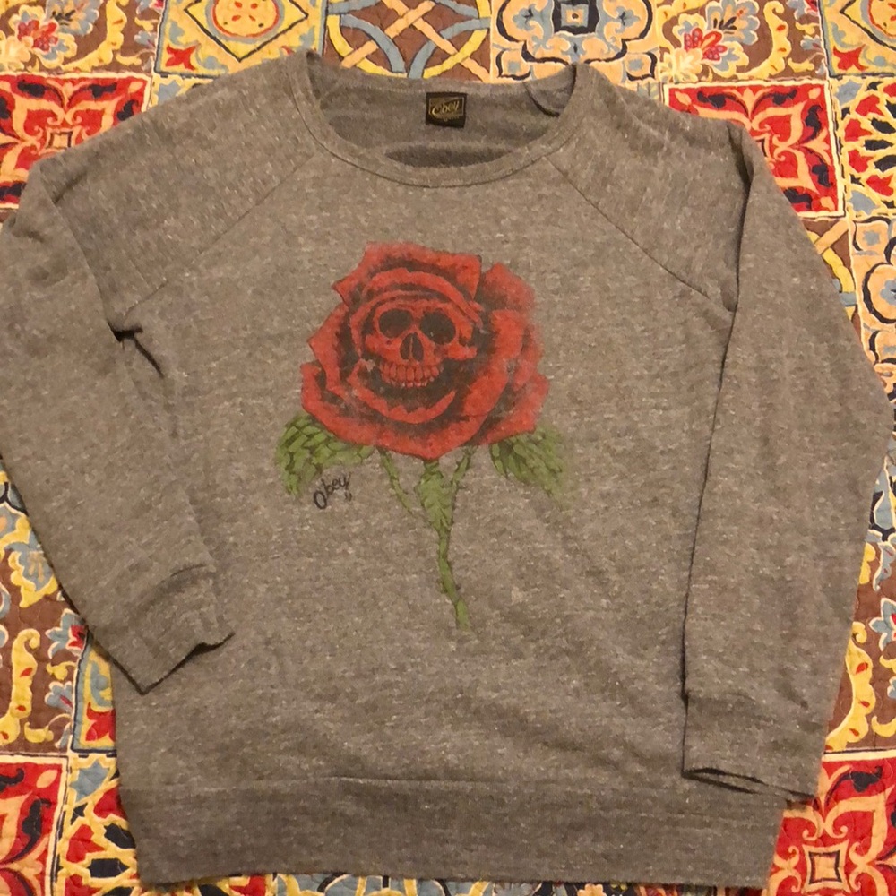 Obey rose skull sweater